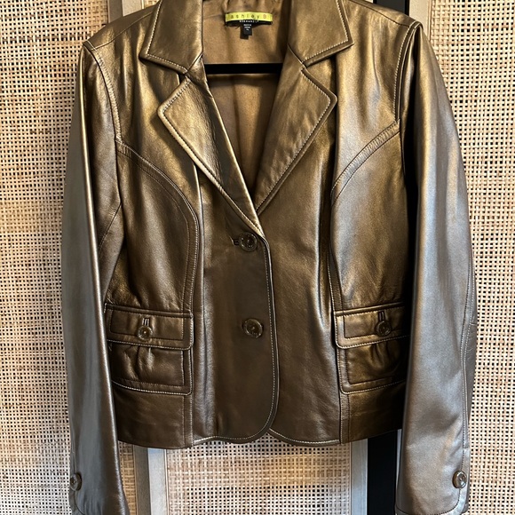 Ashley Bernardo Jackets & Blazers - Genuine Leather Blazer by Ashley Bernardo. Bronze color. Size XL.